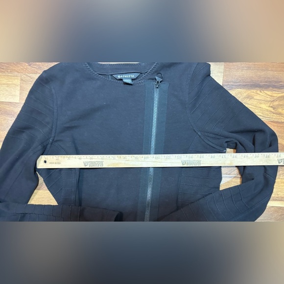 Athleta Full Zip Casual Moto Jacket Womens Size Med Black Minimalist Athleisure - Picture 3 of 6